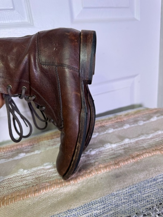 Frye Brown Leather Lace-Up Ankle Boots with Tan Interior main image 10